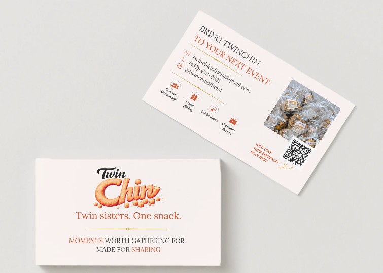 TwinChin business card and event poster