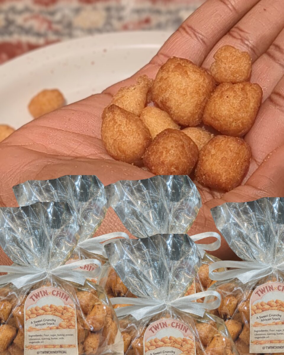 A handful of freshly fried chin chin, still warm